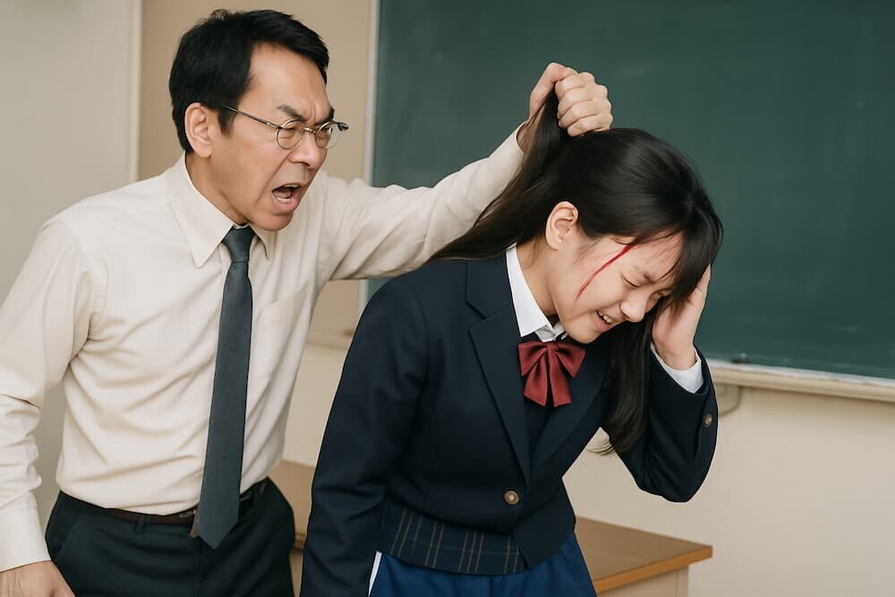 女子生徒の髪を引っ張り出血させた体罰事件