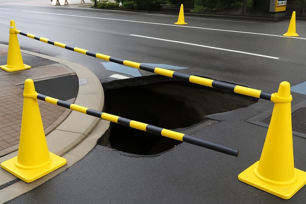 福岡市今泉の道路陥没 イメージ
