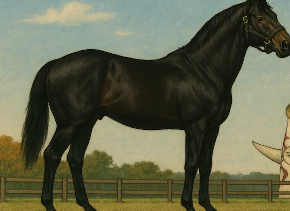 ダノンバラード 黒鹿毛の種牡馬 ビッグレッドファーム 威厳ある立ち姿