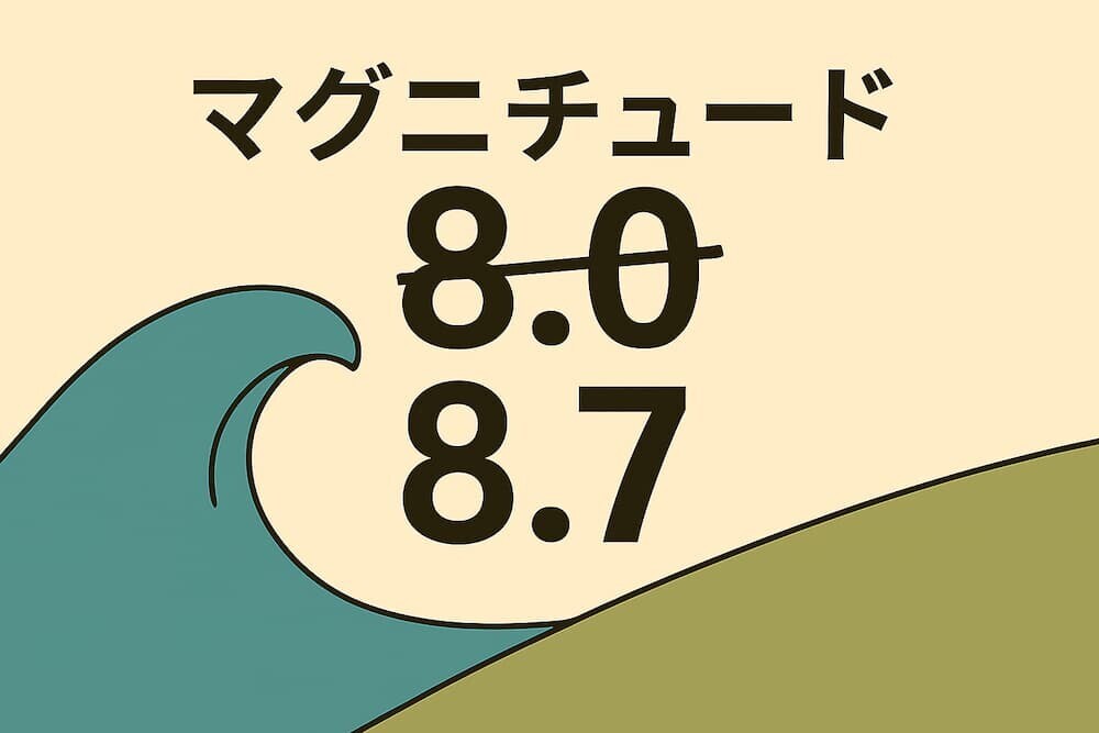 マグニチュードが8.0から8.7に変更