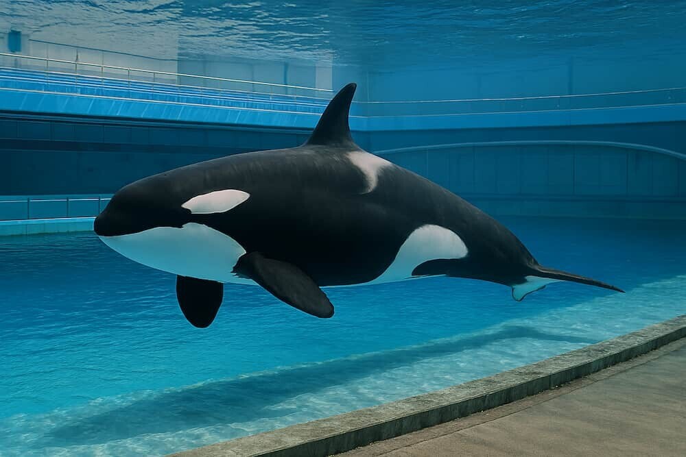名古屋港水族館のメインプールで悠々と泳ぐアースの雄姿